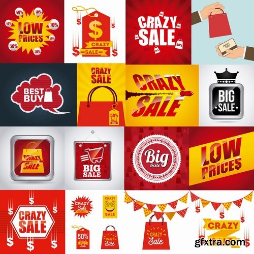 Collection of vector discount sale sticker picture advertising poster 25 Eps