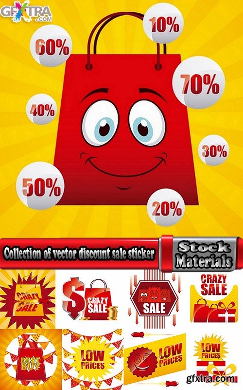 Collection of vector discount sale sticker picture advertising poster 25 Eps