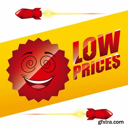 Collection of vector discount sale sticker picture advertising poster 25 Eps