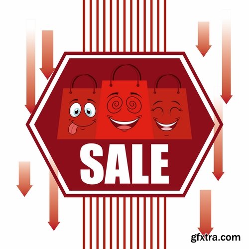 Collection of vector discount sale sticker picture advertising poster 25 Eps