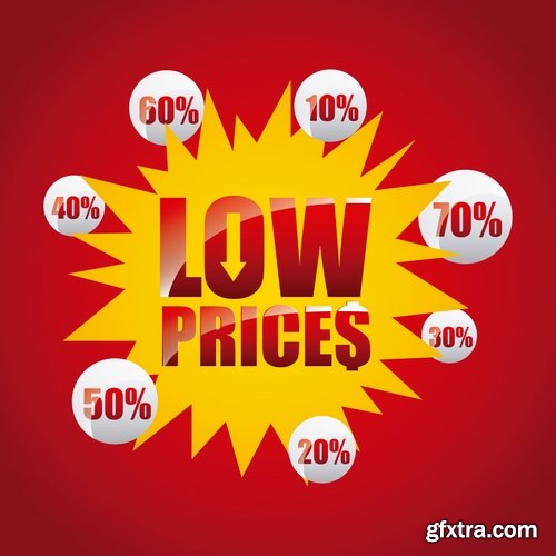 Collection of vector discount sale sticker picture advertising poster 25 Eps