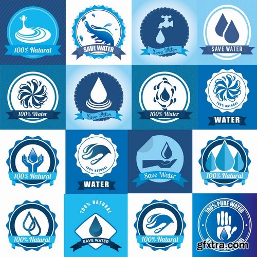 Collection of vector logo picture business company clean natural mineral water 25 Eps