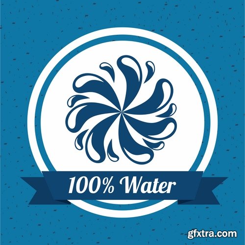 Collection of vector logo picture business company clean natural mineral water 25 Eps