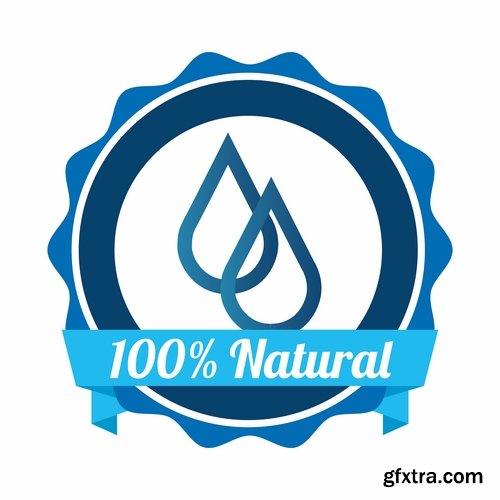 Collection of vector logo picture business company clean natural mineral water 25 Eps