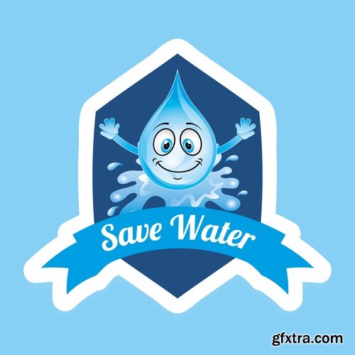 Collection of vector logo picture business company clean natural mineral water 25 Eps