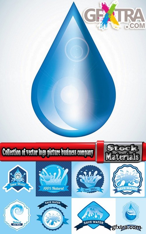 Collection of vector logo picture business company clean natural mineral water 25 Eps