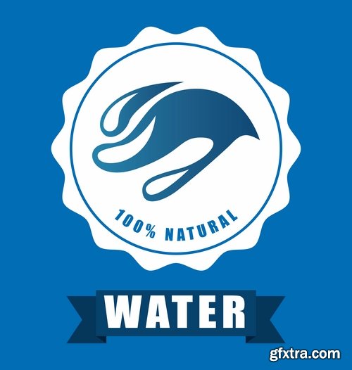 Collection of vector logo picture business company clean natural mineral water 25 Eps