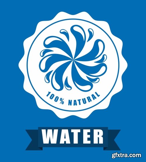 Collection of vector logo picture business company clean natural mineral water 25 Eps