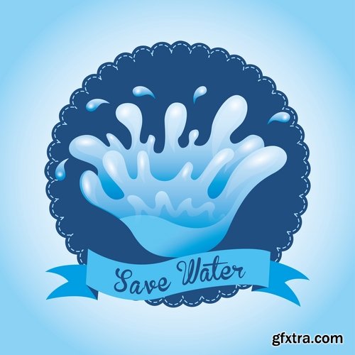 Collection of vector logo picture business company clean natural mineral water 25 Eps