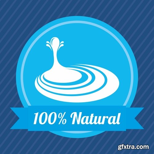 Collection of vector logo picture business company clean natural mineral water 25 Eps