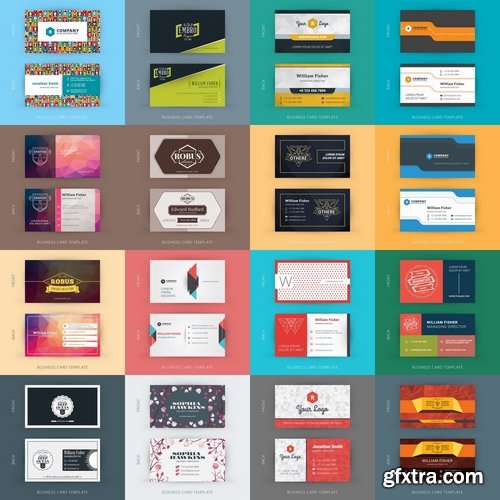 Vector image Collection of business card template visiting card #3-25 Eps