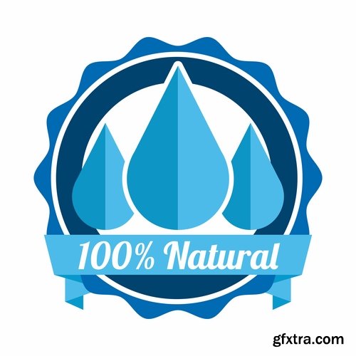 Collection of vector logo picture business company clean natural mineral water 25 Eps