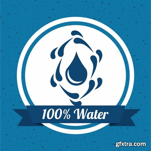 Collection of vector logo picture business company clean natural mineral water 25 Eps