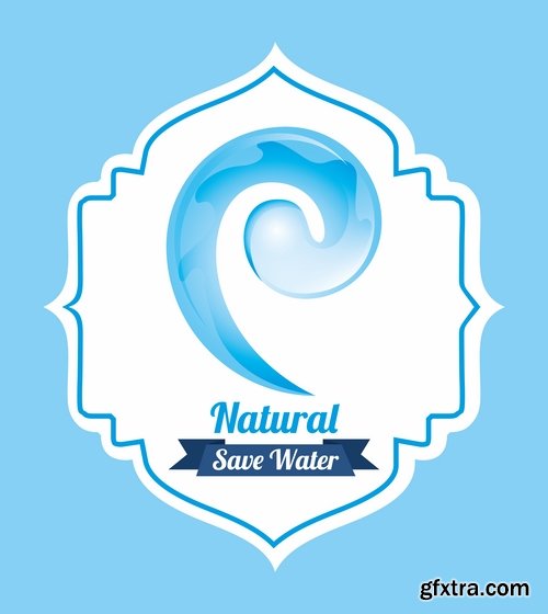 Collection of vector logo picture business company clean natural mineral water 25 Eps