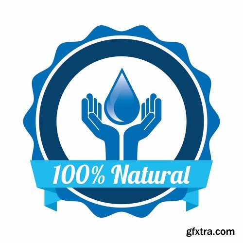 Collection of vector logo picture business company clean natural mineral water 25 Eps