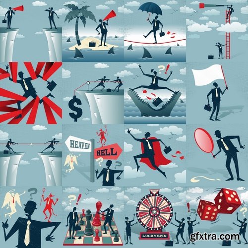 Collection of vector infographics conceptual image businessman cartoon business 25 Eps