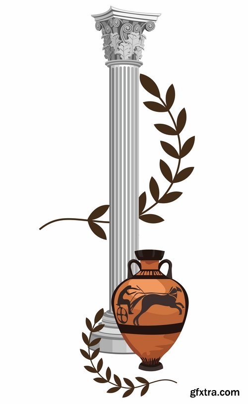 Collection of vector picture Greek amphora containers holding jug 25 Eps