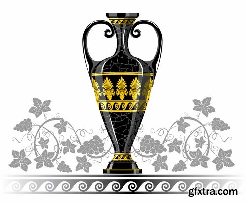 Collection of vector picture Greek amphora containers holding jug 25 Eps