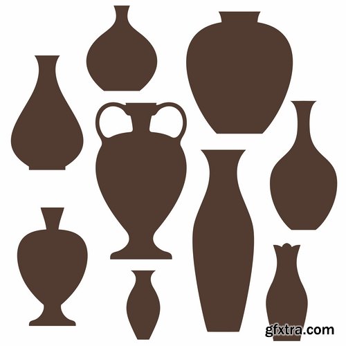 Collection of vector picture Greek amphora containers holding jug 25 Eps