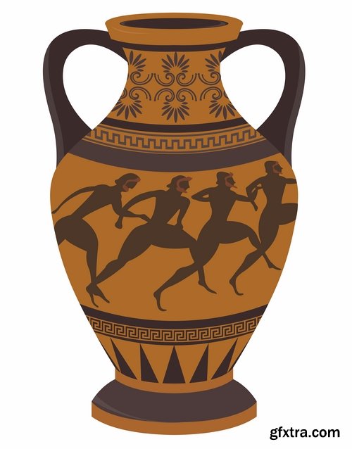 Collection of vector picture Greek amphora containers holding jug 25 Eps