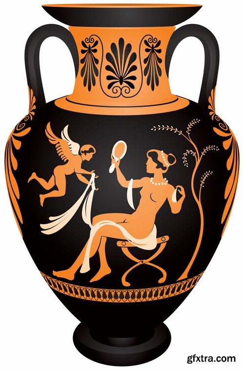 Collection of vector picture Greek amphora containers holding jug 25 Eps