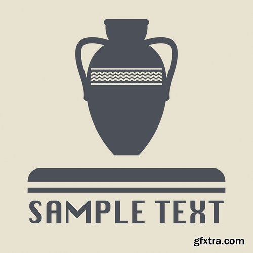 Collection of vector picture Greek amphora containers holding jug 25 Eps