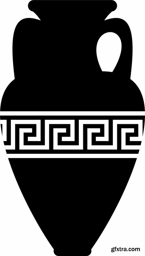 Collection of vector picture Greek amphora containers holding jug 25 Eps