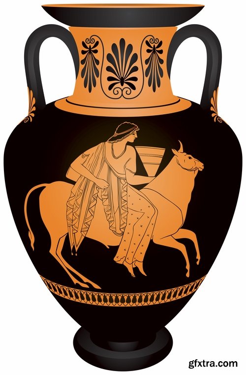 Collection of vector picture Greek amphora containers holding jug 25 Eps