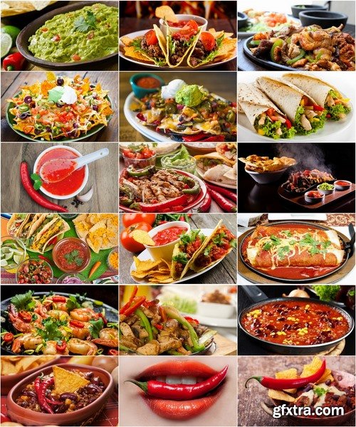 Collection of various Mexican food spicy red chili burrito 25 HQ Jpeg