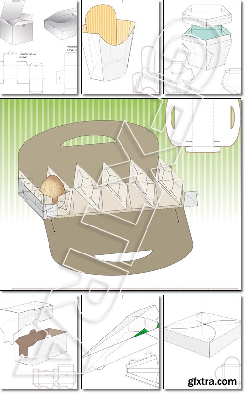 Technical die stamp for Cake, box display stand and stamp - Vector