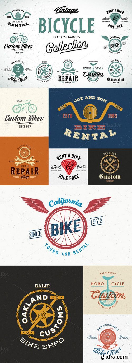 CM - 9 Vintage Bicycle Logos/Badges Set 304590