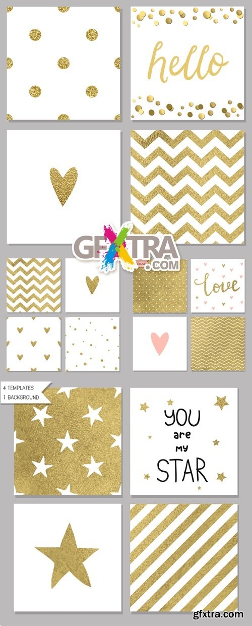 Trendy Gold Style Cards Vector