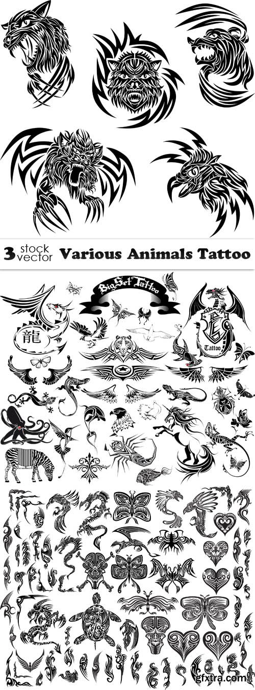 Vectors - Various Animals Tattoo