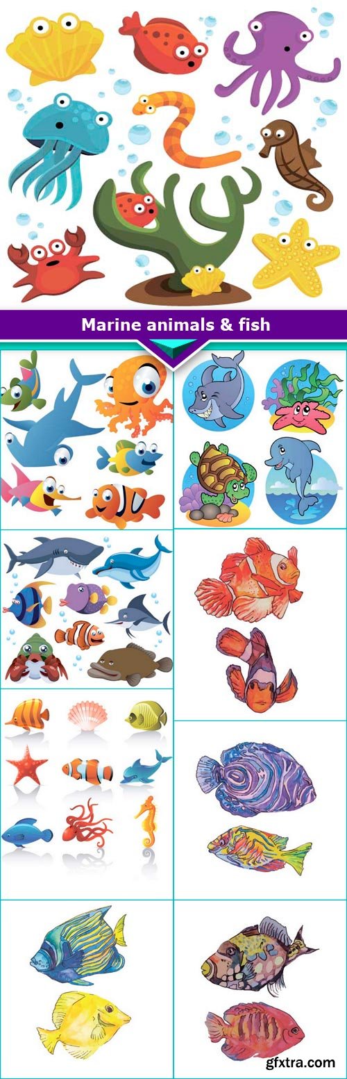 Marine animals &amp; fish 9x EPS