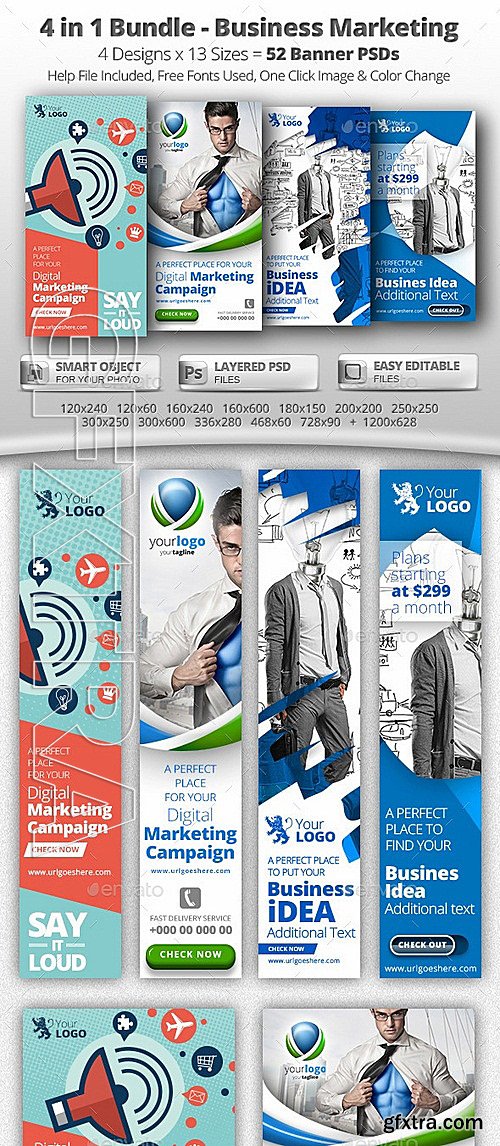 GraphicRiver - 52 Business Marketing Web Banners - 4 in 1 Bundle 11964657