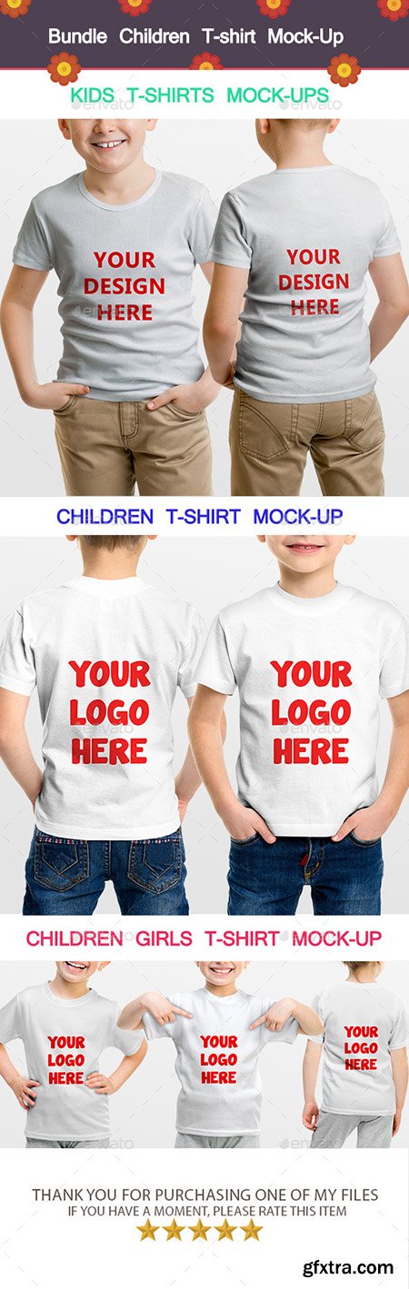 GraphicRiver Bundle Children T-shirt Mock-Up 11875250