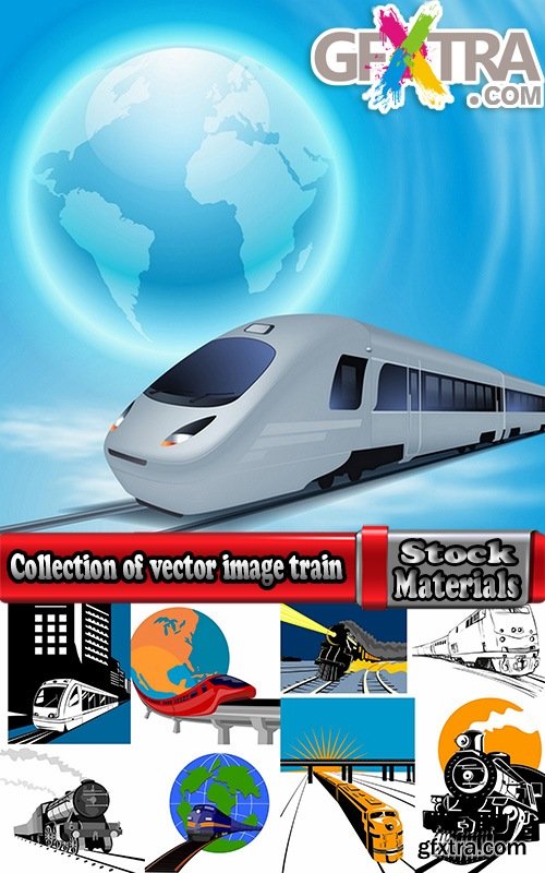 Collection of vector image train locomotive rail locomotive speed train logo 25 Eps