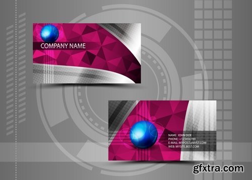 Vector image Collection of business card template visiting card #4-25 Eps