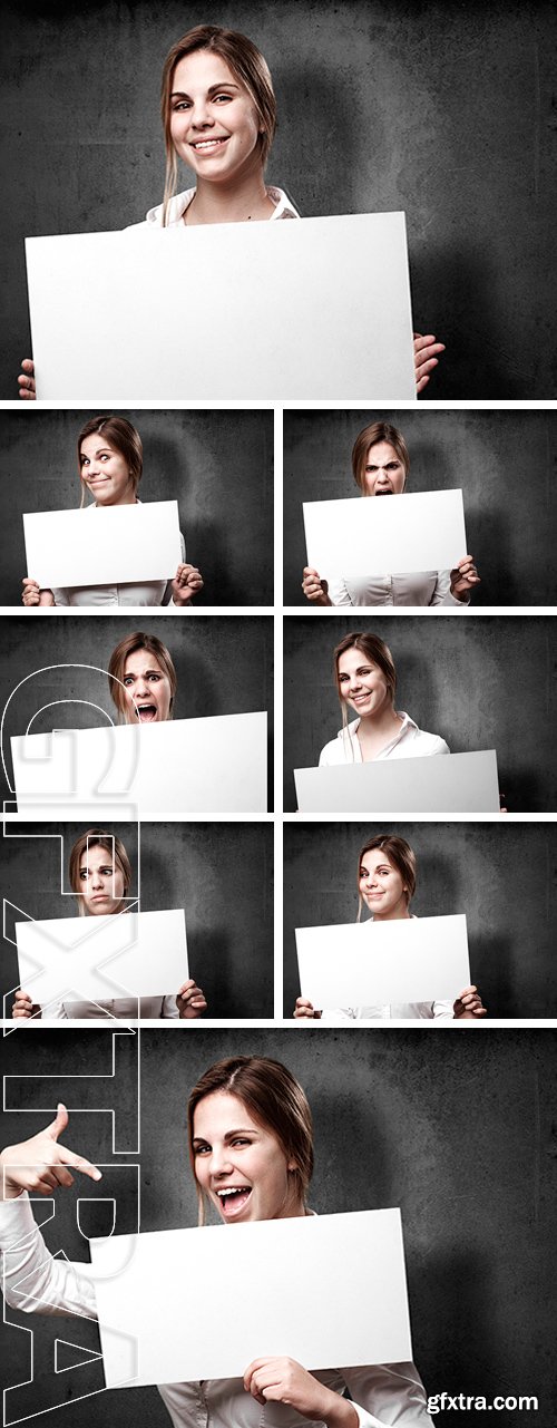 Stock Photos - Blond woman with a placard