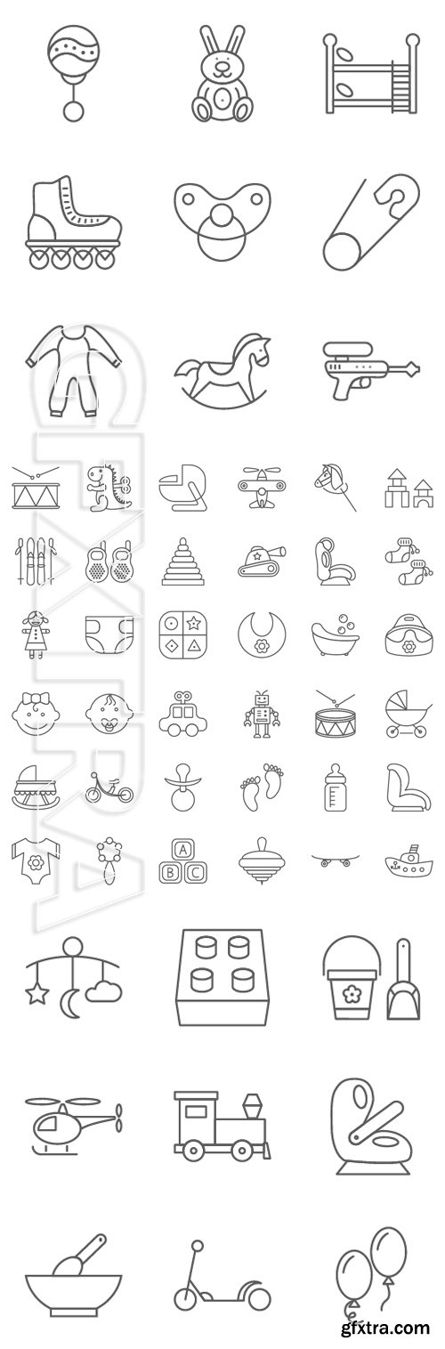 Stock Vectors - Baby related flat vector icon set for web and mobile applications. Logo, pictogram, icon, infographic element