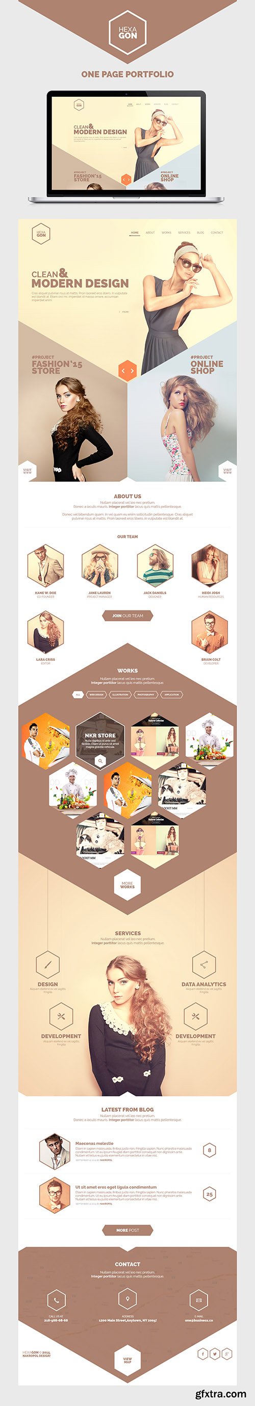 PSD Web Template - Hexagon - One Page Portfolio