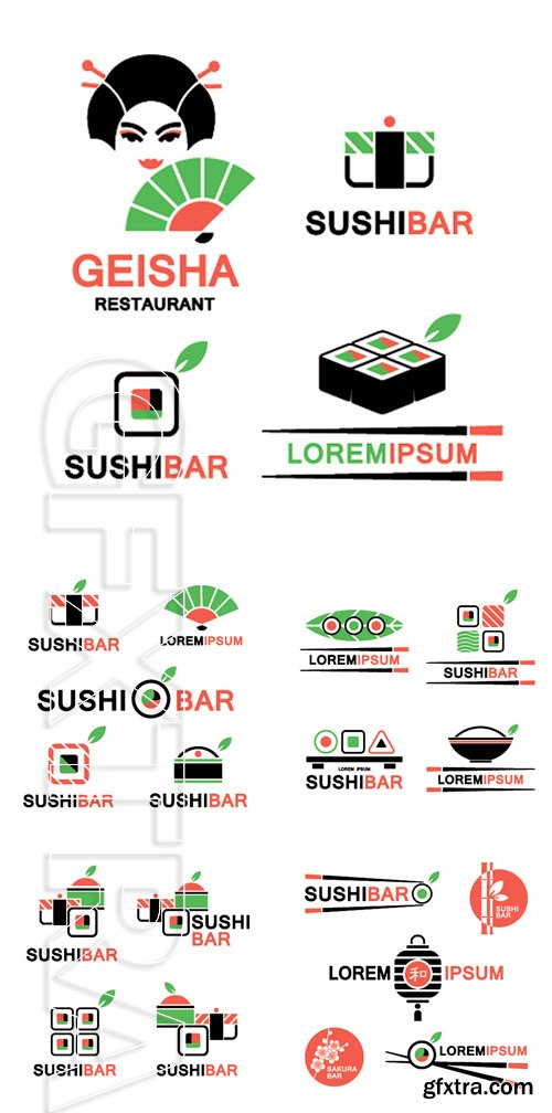 Stock Vectors - Sushi logo design set