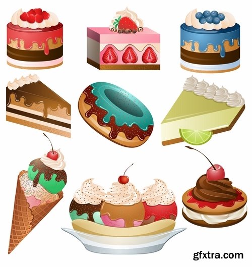 Collection of vector pictures of different food barbecue meat hamburger salad 25 Eps