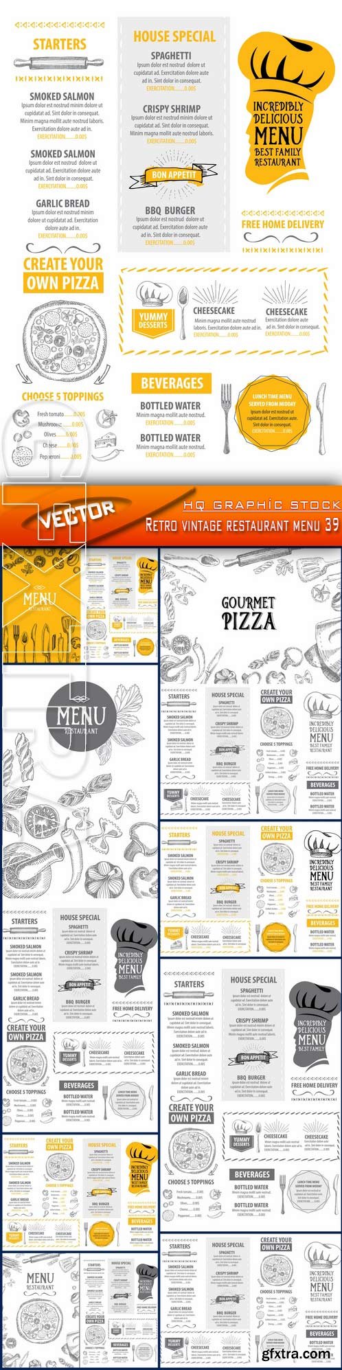 Stock Vector - Retro vintage restaurant menu 39