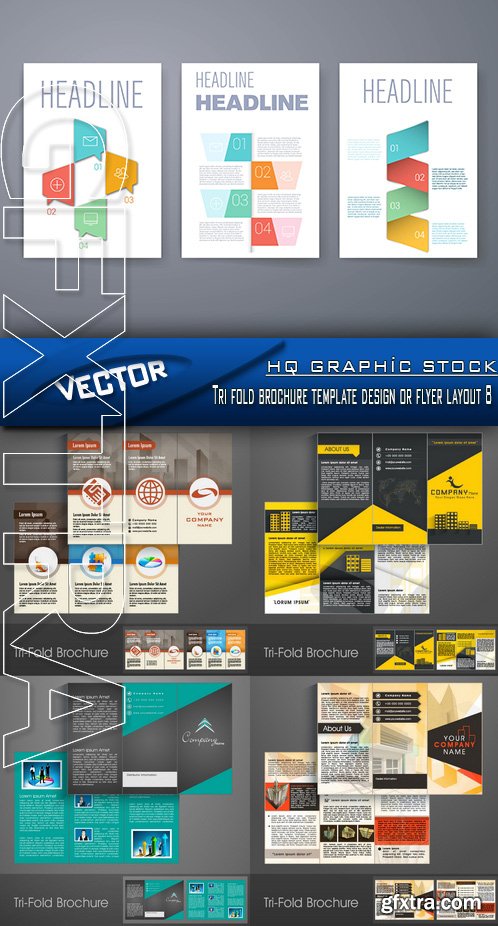 Stock Vector - Tri fold brochure template design or flyer layout 8