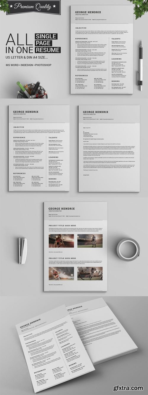 All in One Single Page Resume Pack - CM 265735