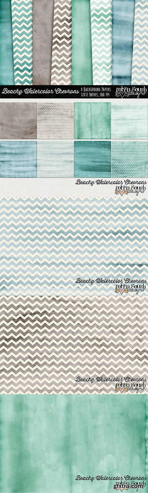 Beachy Watercolor Chevron Textures - CM 44950