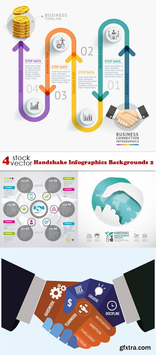 Vectors - Handshake Infographics Backgrounds 2