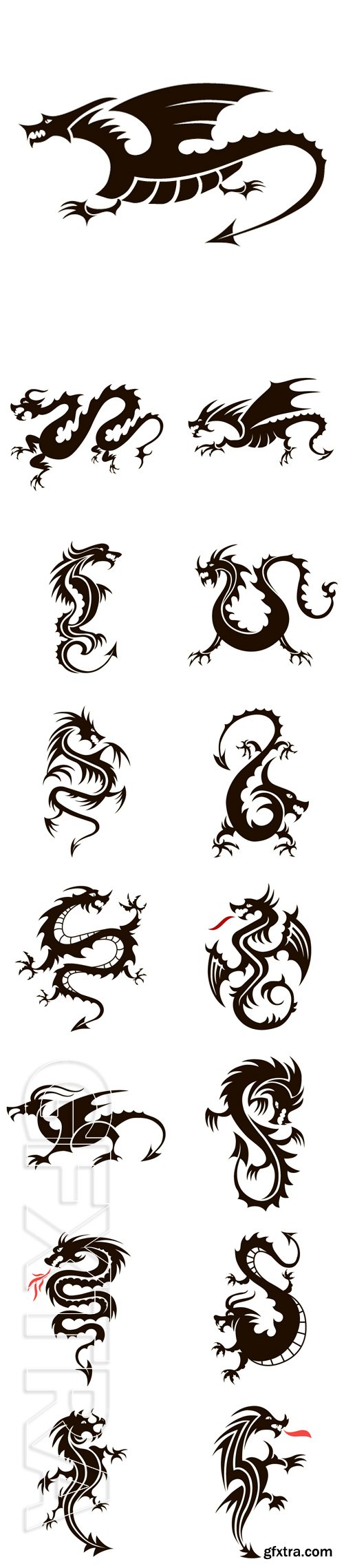 Stock Vectors - Vector black dragon on a white background