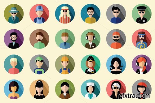 CM Flat round icons with people 307570